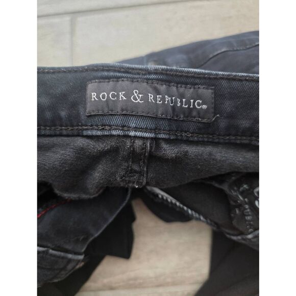 Rock & Republic Berlin Dark Wash Straight Skinny Leg Jeans Size 12 M - Picture 7 of 10